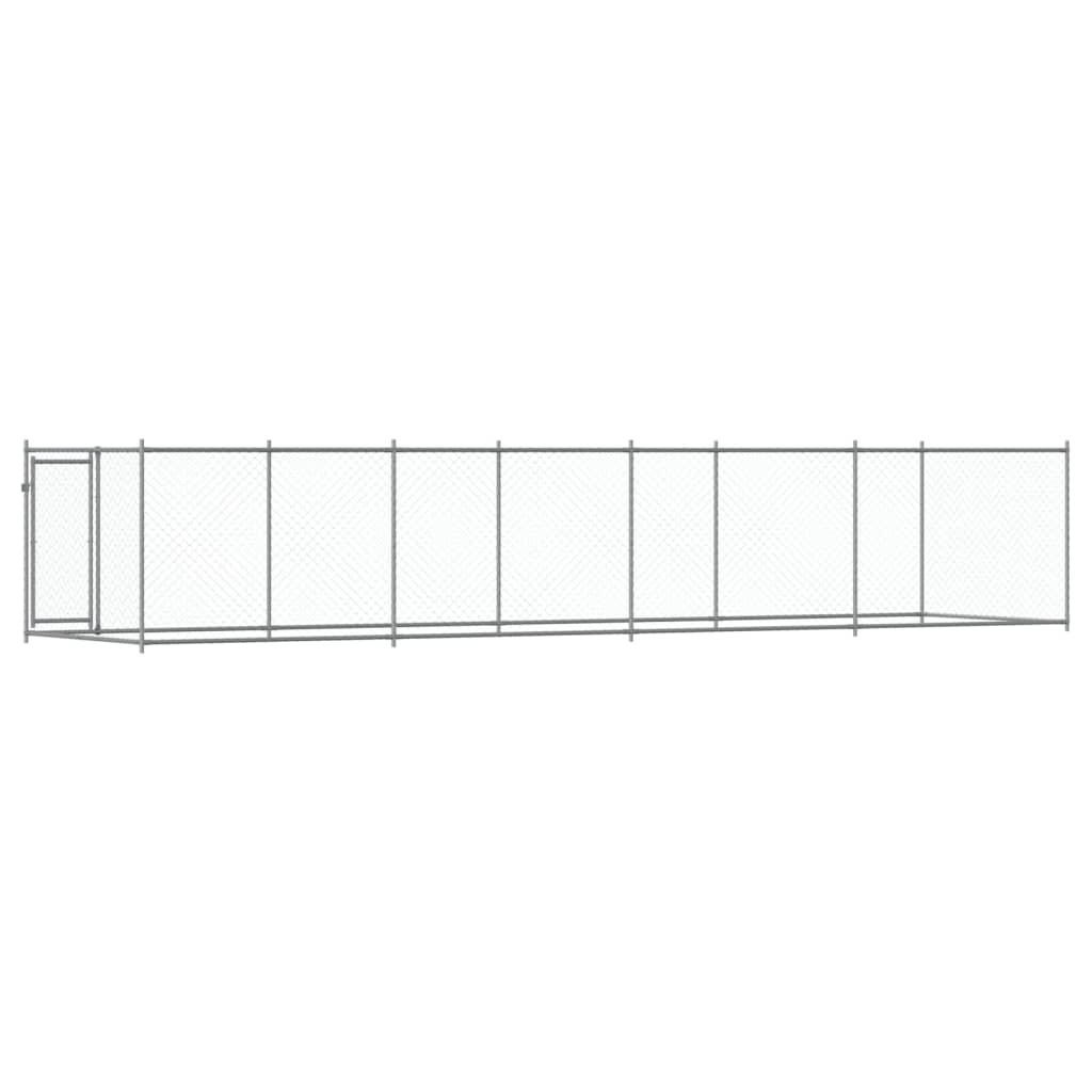 Gabbia per Cani con Porta Grigia 8x2x1,5 m in Acciaio Zincato | homemem39