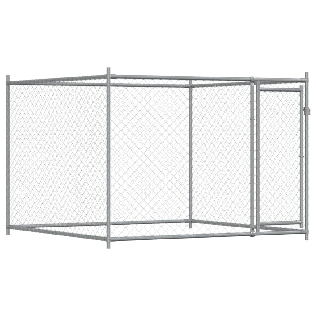 Gabbia per Cani con Porta Grigia 8x2x1,5 m in Acciaio Zincato | homemem39
