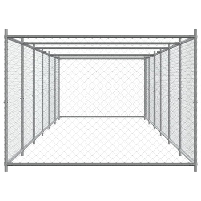 Gabbia per Cani con Porta Grigia 12x2x1,5 m in Acciaio Zincato | homemem39