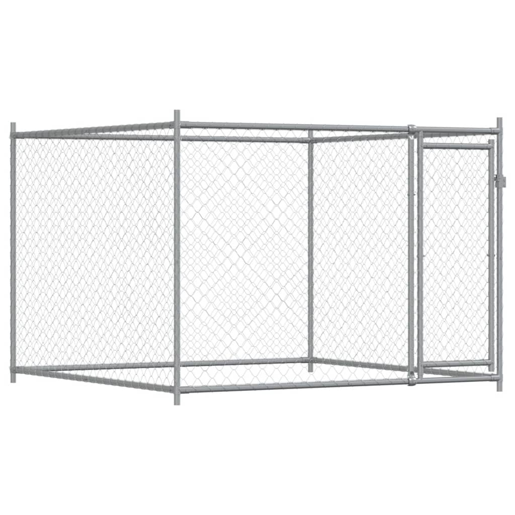 Gabbia per Cani con Porta Grigia 12x2x1,5 m in Acciaio Zincato | homemem39