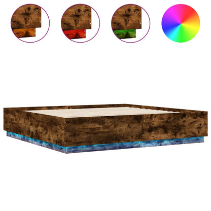 Giroletto con Luci LED Rovere Fumo 200x200 cm Legno Multistrato | homemem39