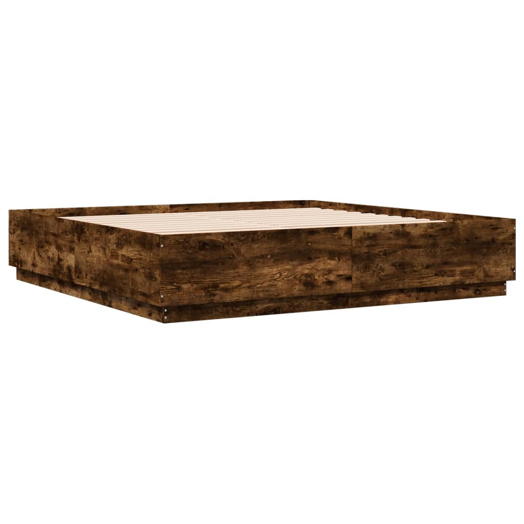 Giroletto con Luci LED Rovere Fumo 200x200 cm Legno Multistrato | homemem39