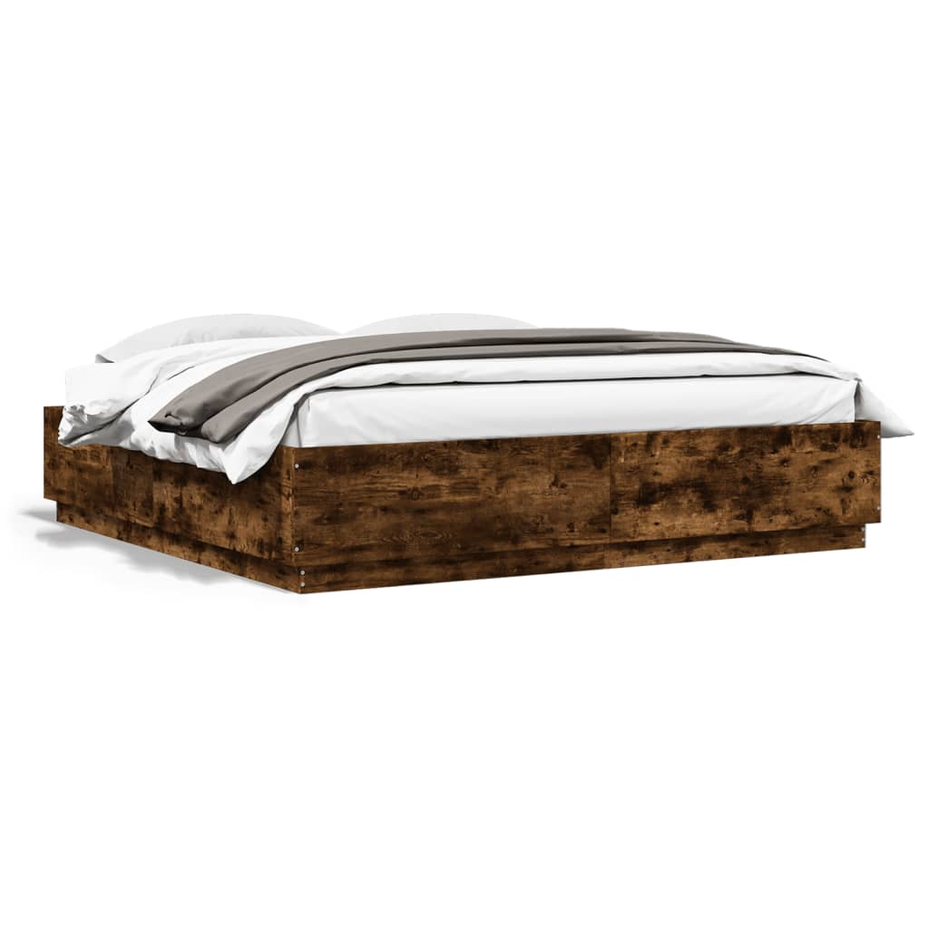 Giroletto con Luci LED Rovere Fumo 200x200 cm Legno Multistrato | homemem39