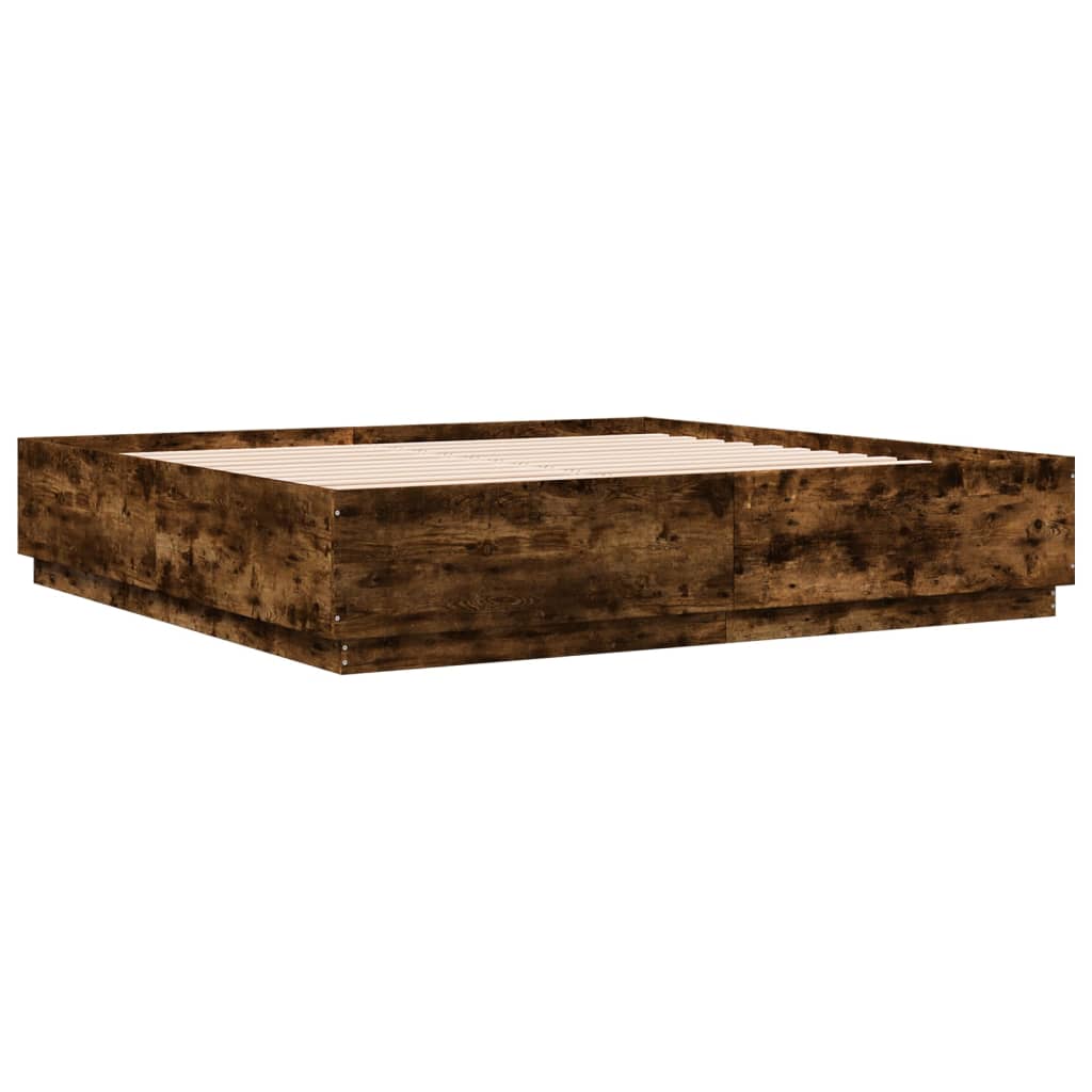 Giroletto con Luci LED Rovere Fumo 200x200 cm Legno Multistrato | homemem39