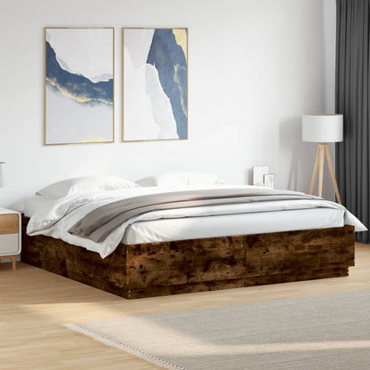 Giroletto con Luci LED Rovere Fumo 200x200 cm Legno Multistrato | homemem39