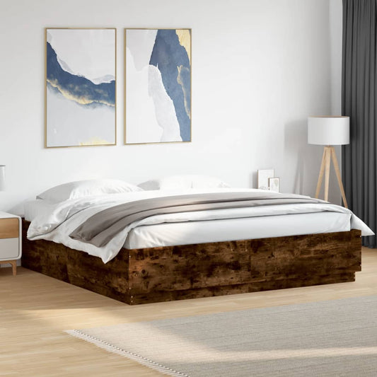 Giroletto con Luci LED Rovere Fumo 200x200 cm Legno Multistrato | homemem39