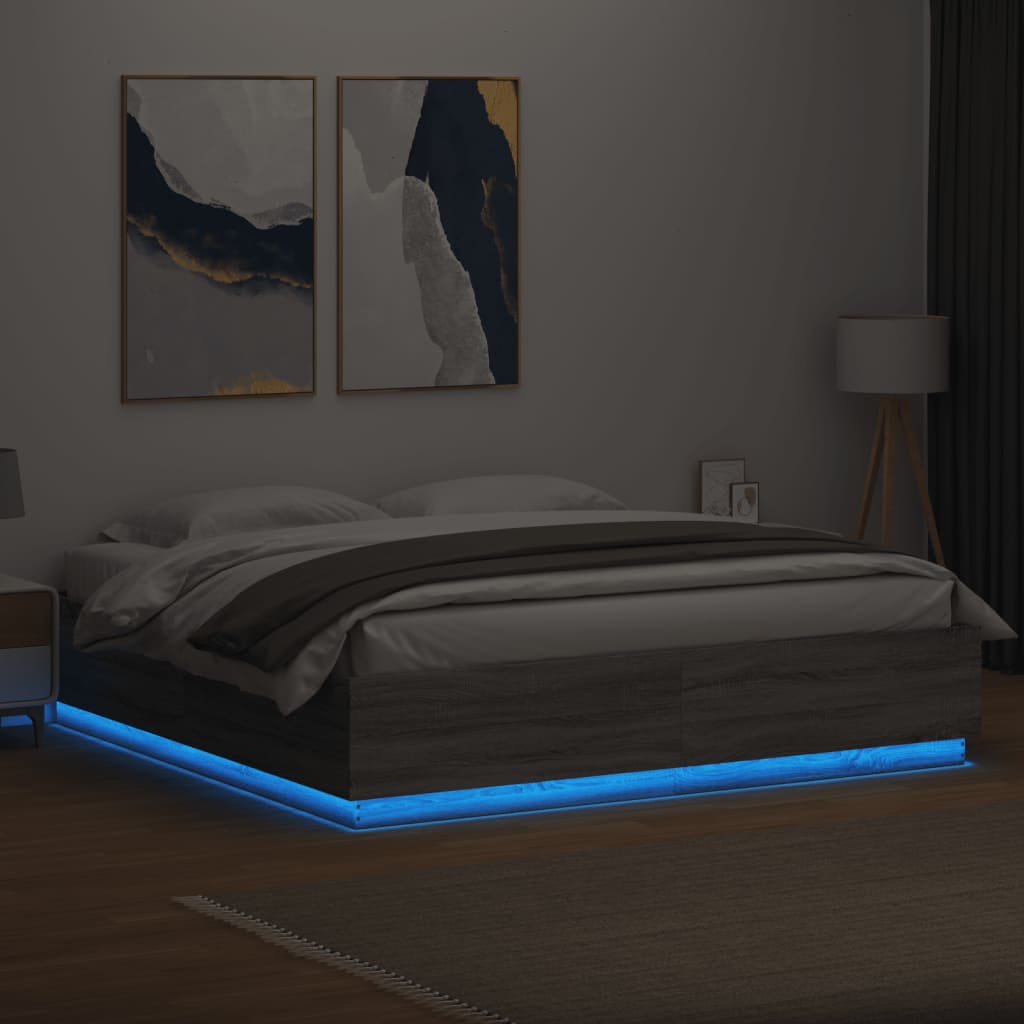 Giroletto Luci LED Grigio Sonoma 200x200 cm Legno Multistrato