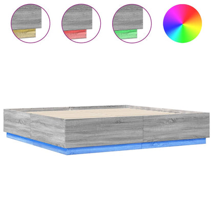 Giroletto Luci LED Grigio Sonoma 180x200 cm Legno Multistrato | homemem39