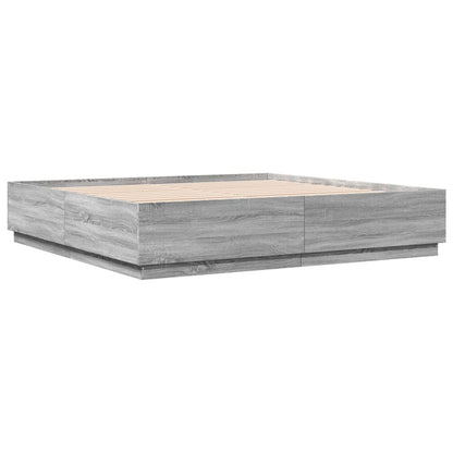 Giroletto Luci LED Grigio Sonoma 180x200 cm Legno Multistrato | homemem39