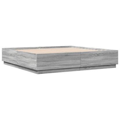 Giroletto Luci LED Grigio Sonoma 180x200 cm Legno Multistrato | homemem39
