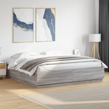 Giroletto Luci LED Grigio Sonoma 180x200 cm Legno Multistrato | homemem39