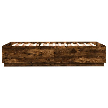 Giroletto con Luci LED Rovere Fumo 160x200 cm Legno Multistrato - homemem39