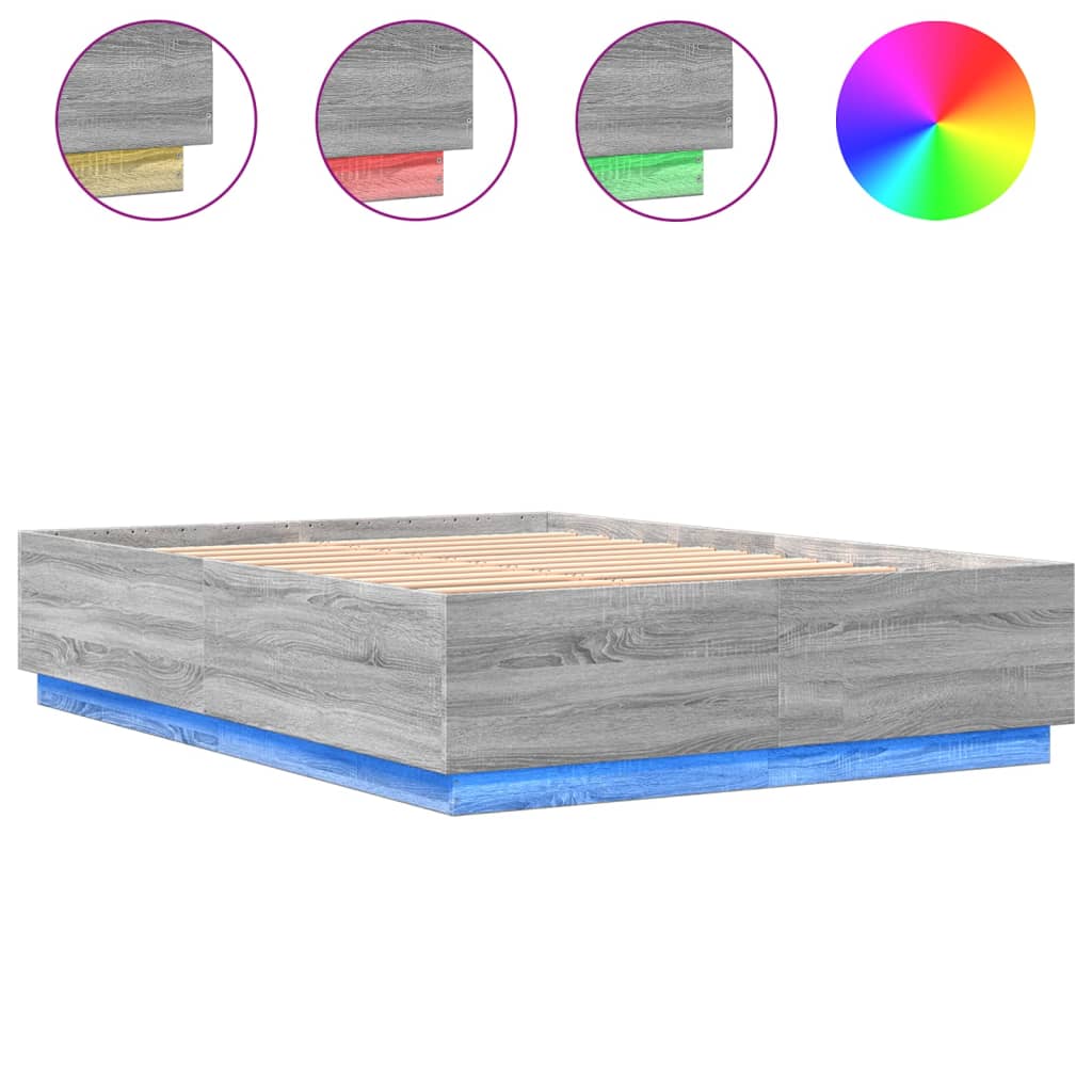Giroletto Luci LED Grigio Sonoma 160x200 cm Legno Multistrato | homemem39