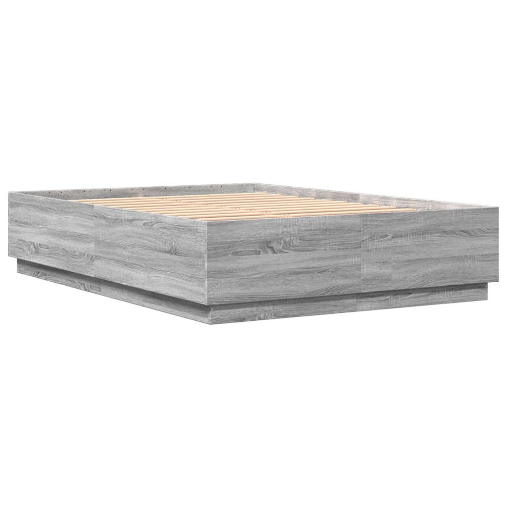 Giroletto Luci LED Grigio Sonoma 160x200 cm Legno Multistrato | homemem39