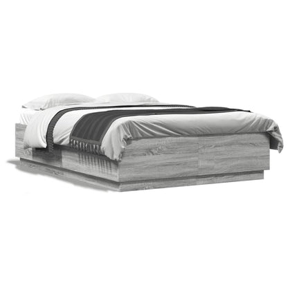Giroletto Luci LED Grigio Sonoma 160x200 cm Legno Multistrato | homemem39