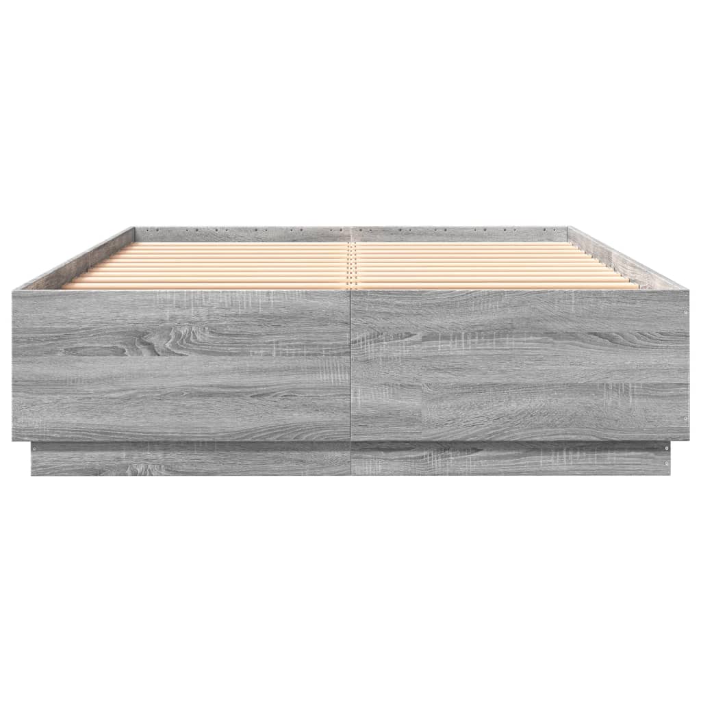 Giroletto Luci LED Grigio Sonoma 160x200 cm Legno Multistrato | homemem39