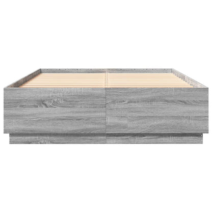 Giroletto Luci LED Grigio Sonoma 160x200 cm Legno Multistrato | homemem39