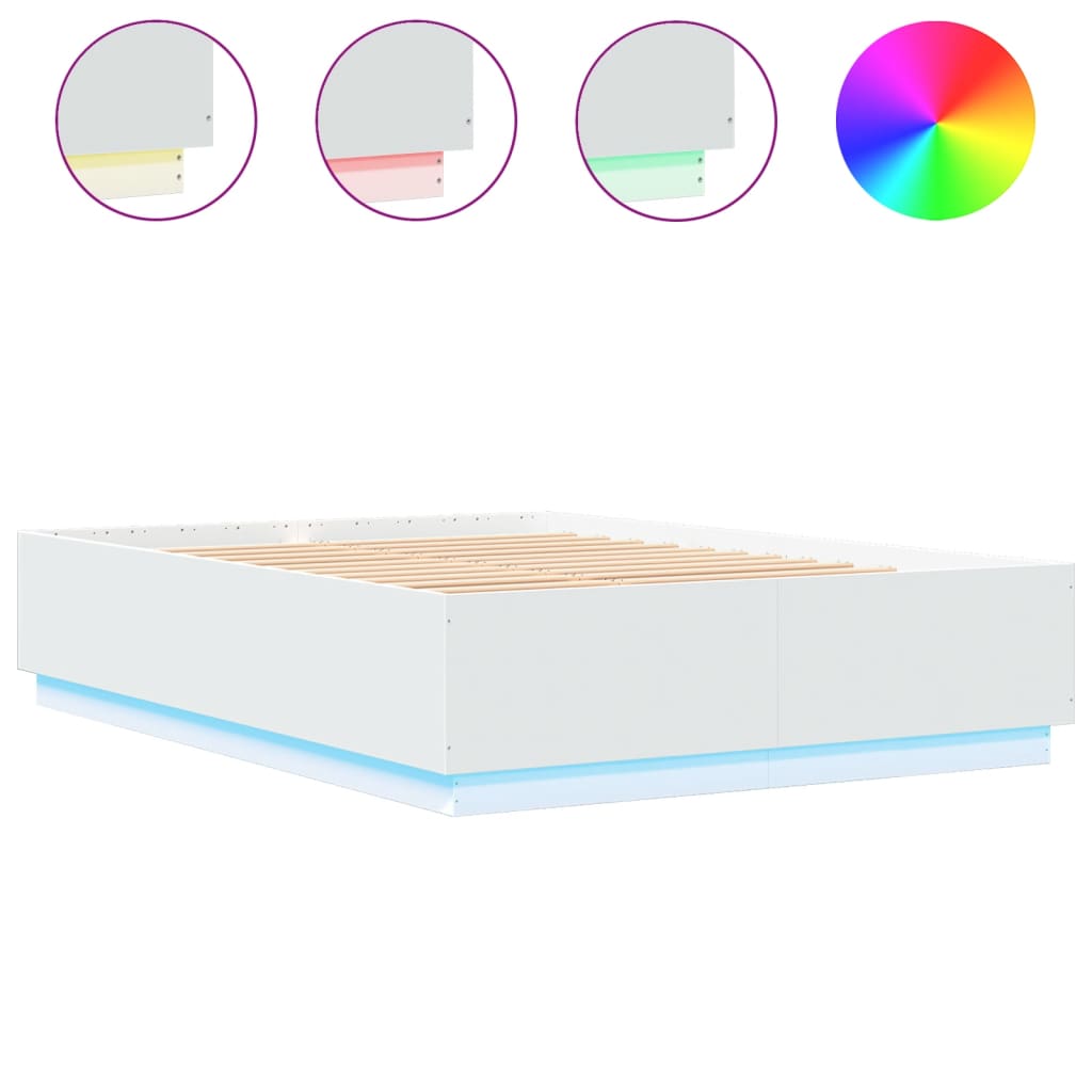 Giroletto con Luci LED Bianco 150x200 cm in Legno Multistrato | homemem39