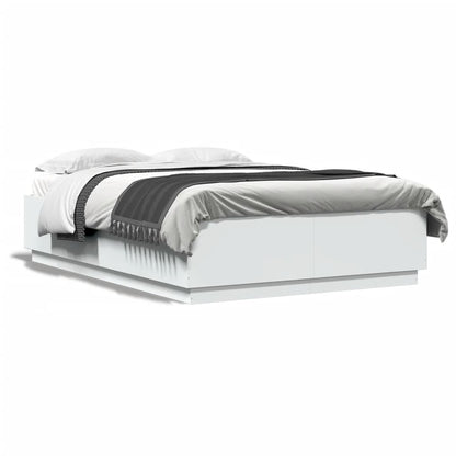 Giroletto con Luci LED Bianco 150x200 cm in Legno Multistrato | homemem39
