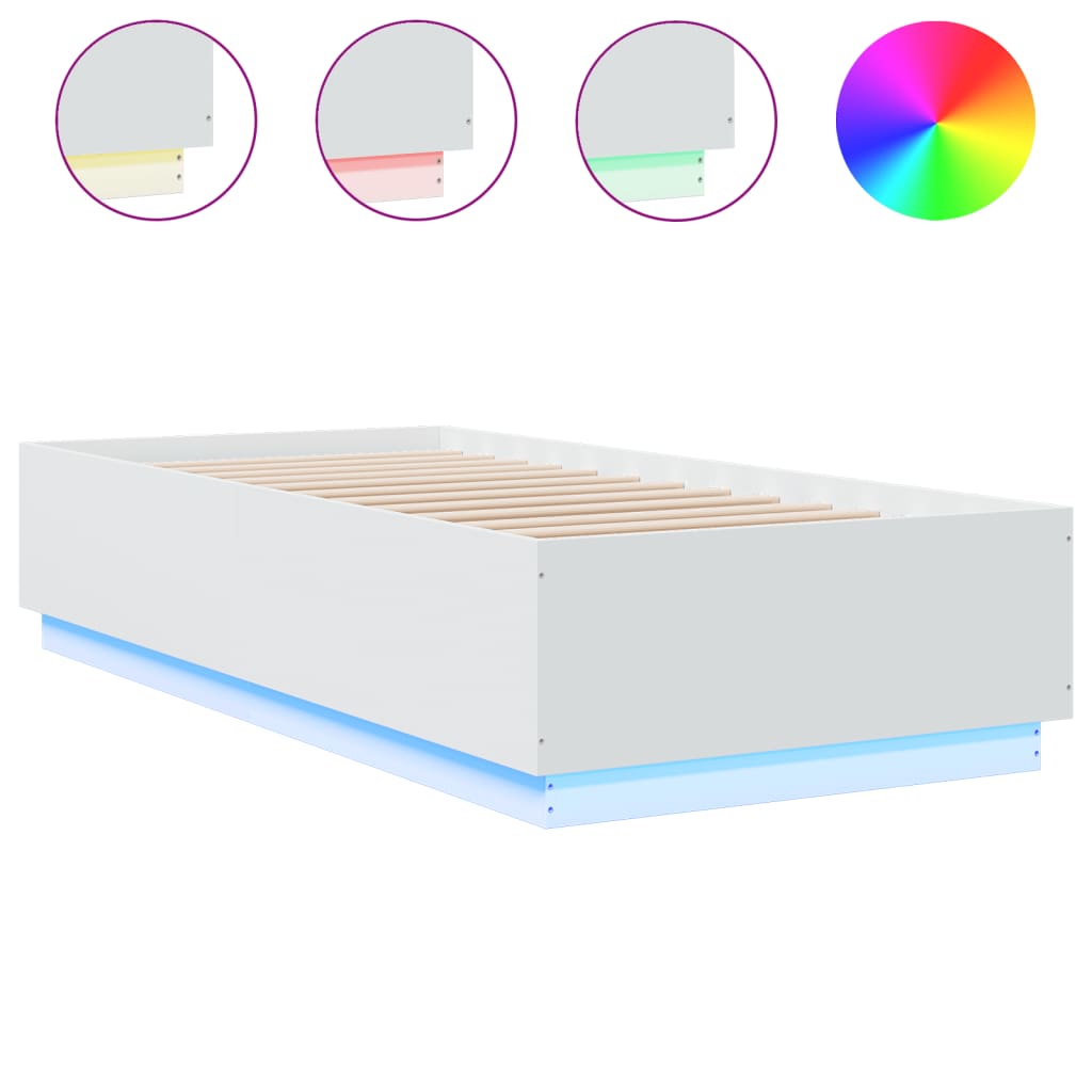 Giroletto con Luci LED Bianco 100x200 cm in Legno Massello | homemem39