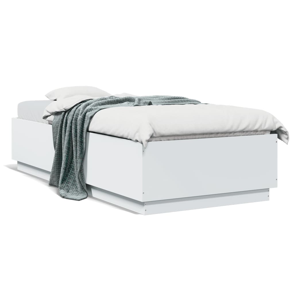 Giroletto con Luci LED Bianco 100x200 cm in Legno Massello | homemem39