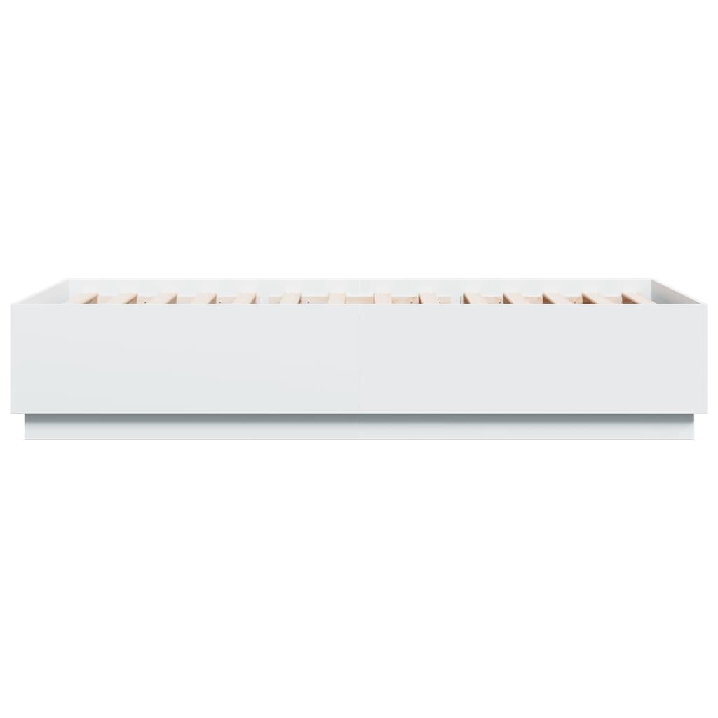 Giroletto con Luci LED Bianco 100x200 cm in Legno Massello