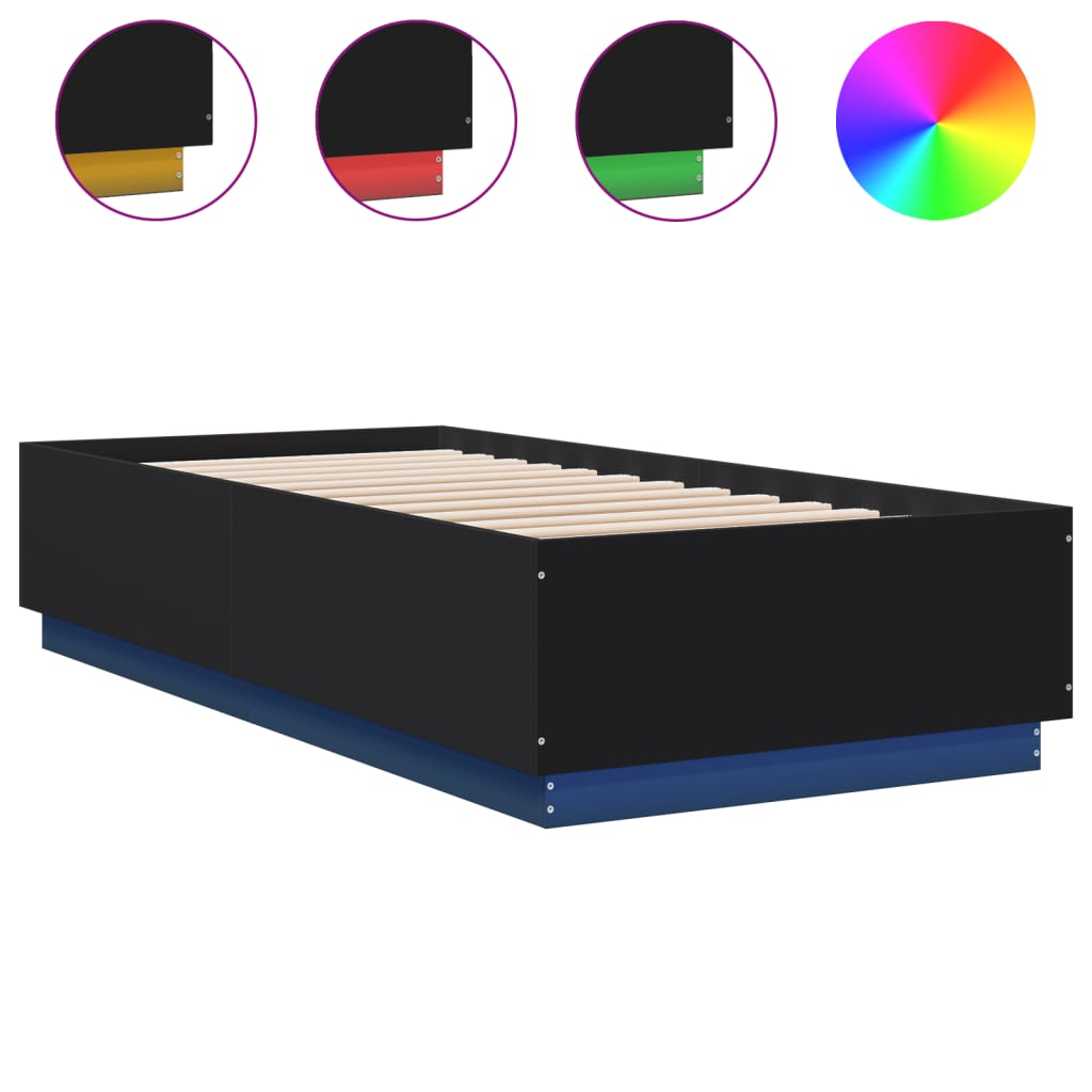 Giroletto con Luci LED Nero 100x200 cm in Legno Massello | homemem39