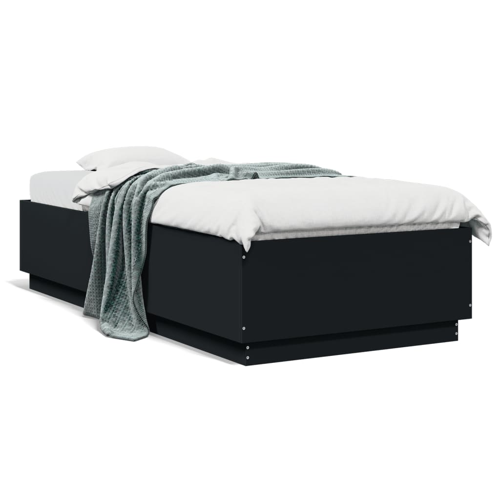 Giroletto con Luci LED Nero 100x200 cm in Legno Massello | homemem39