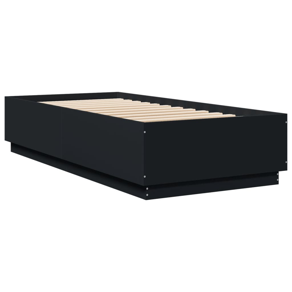 Giroletto con Luci LED Nero 100x200 cm in Legno Massello | homemem39