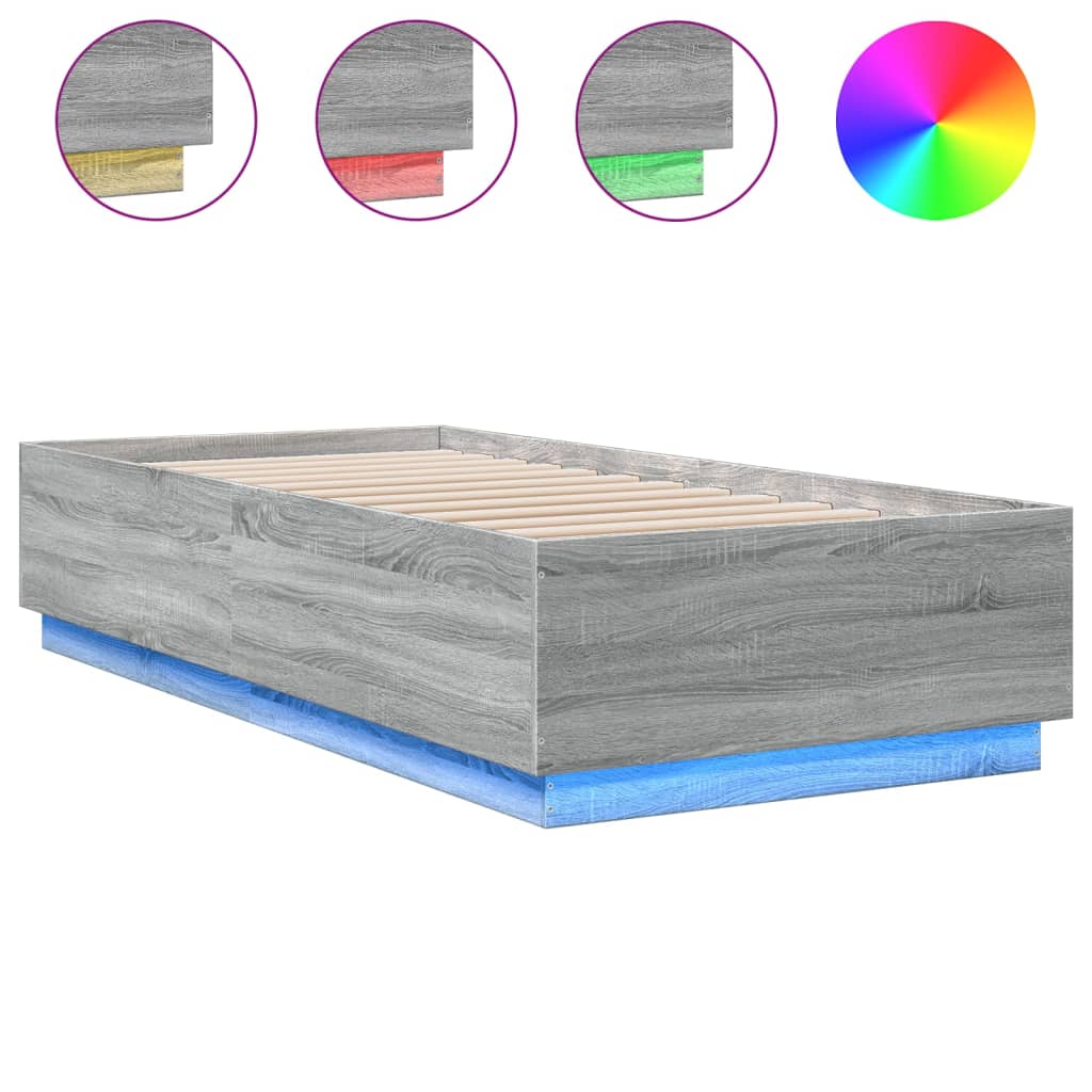 Giroletto Luci LED Grigio Sonoma 100x200cm in Legno Multistrato | homemem39