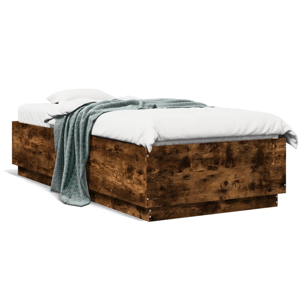 Giroletto con Luci LED Rovere Fumo 90x200 cm Legno Multistrato | homemem39