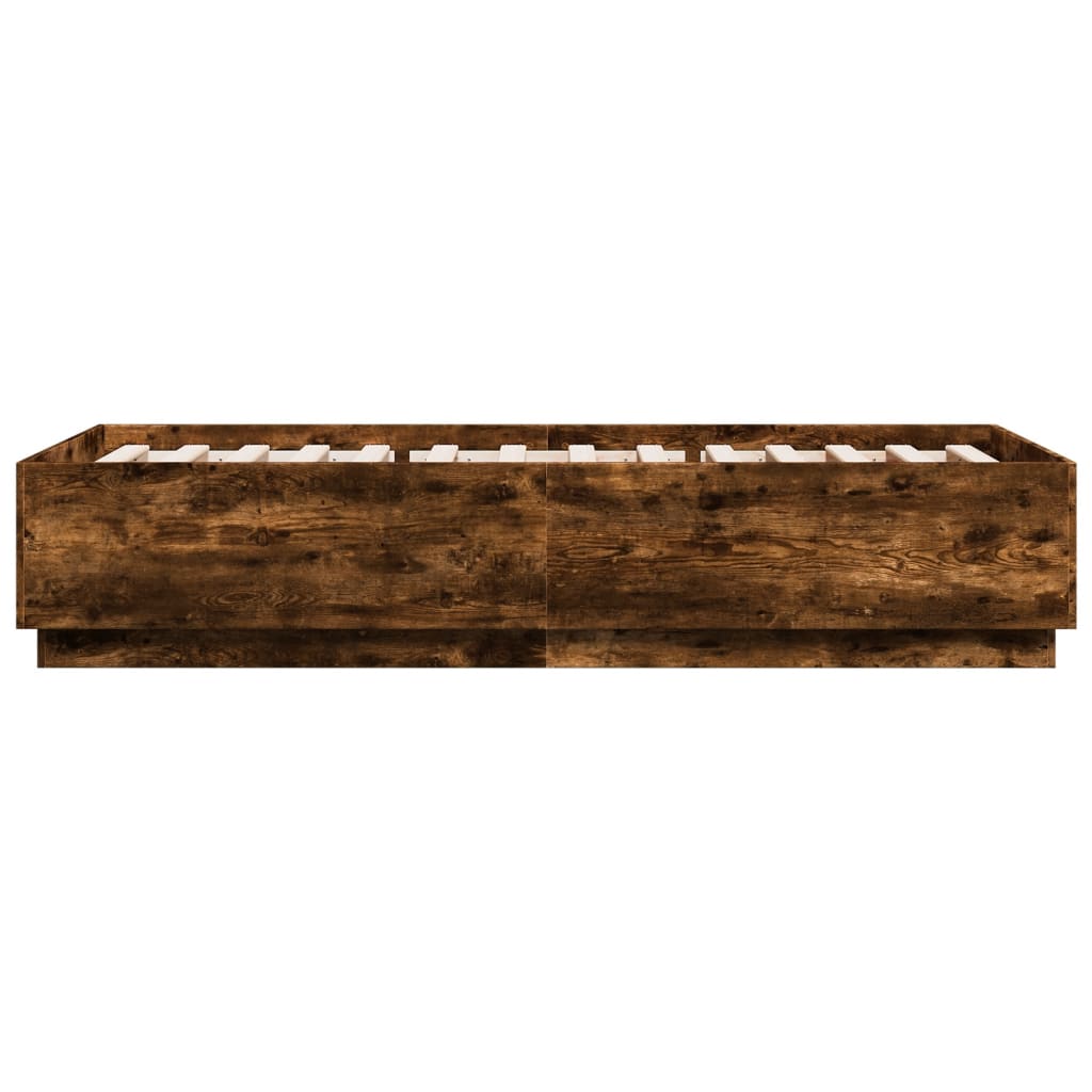 Giroletto con Luci LED Rovere Fumo 90x200 cm Legno Multistrato | homemem39