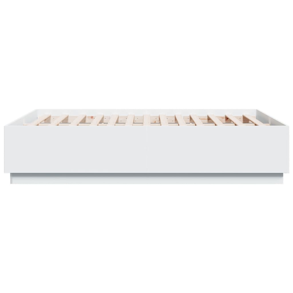 Giroletto con Luci LED Bianco 135x190 cm in Legno Multistrato