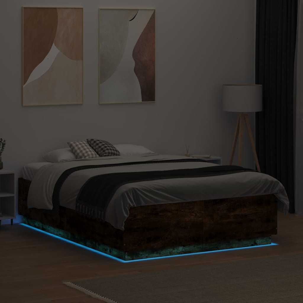 Giroletto Luci LED Rovere Fumo 135x190 cm Legno Multistrato