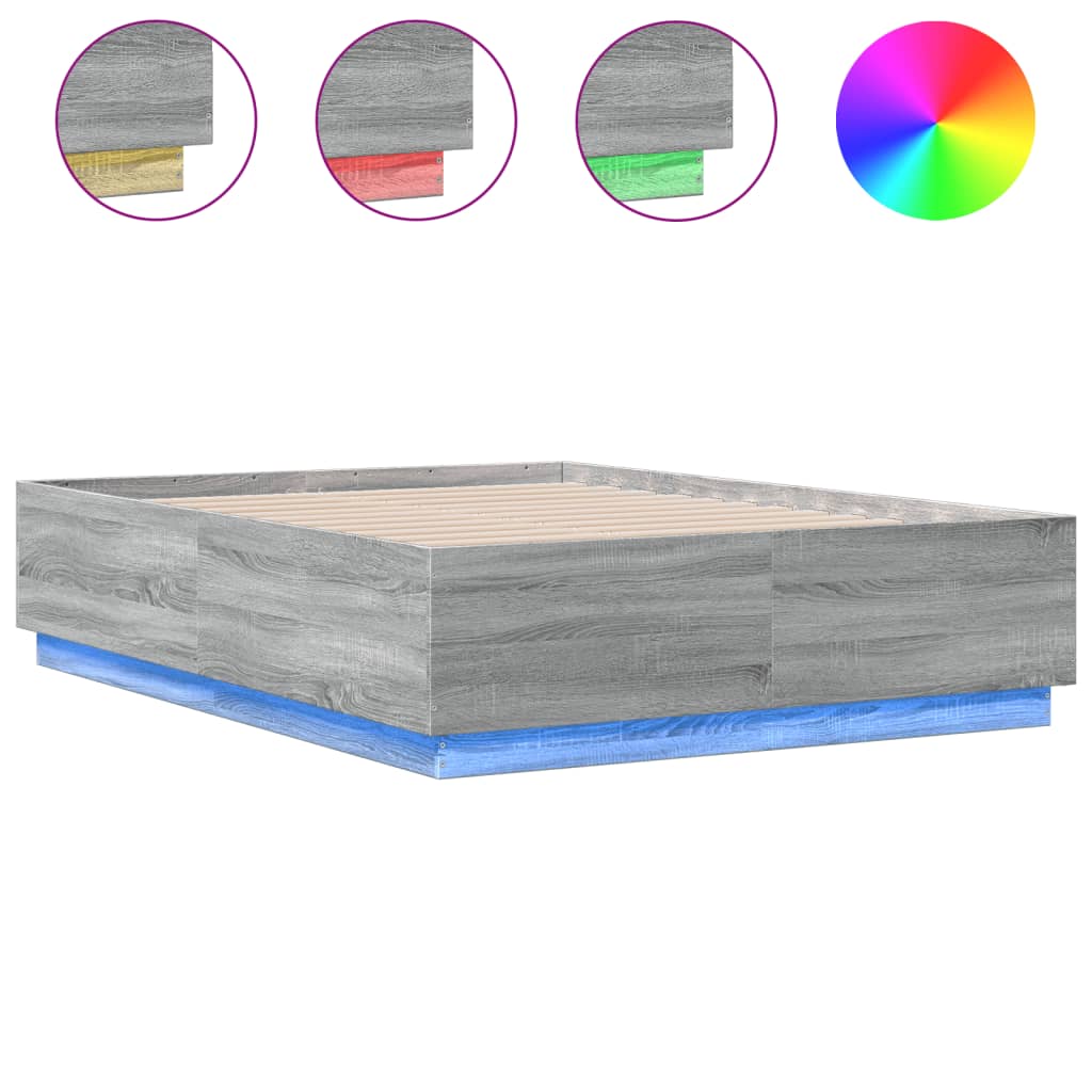 Giroletto Luci LED Grigio Sonoma 135x190 cm Legno Multistrato | homemem39