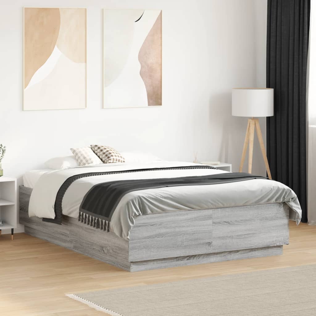 Giroletto Luci LED Grigio Sonoma 135x190 cm Legno Multistrato | homemem39