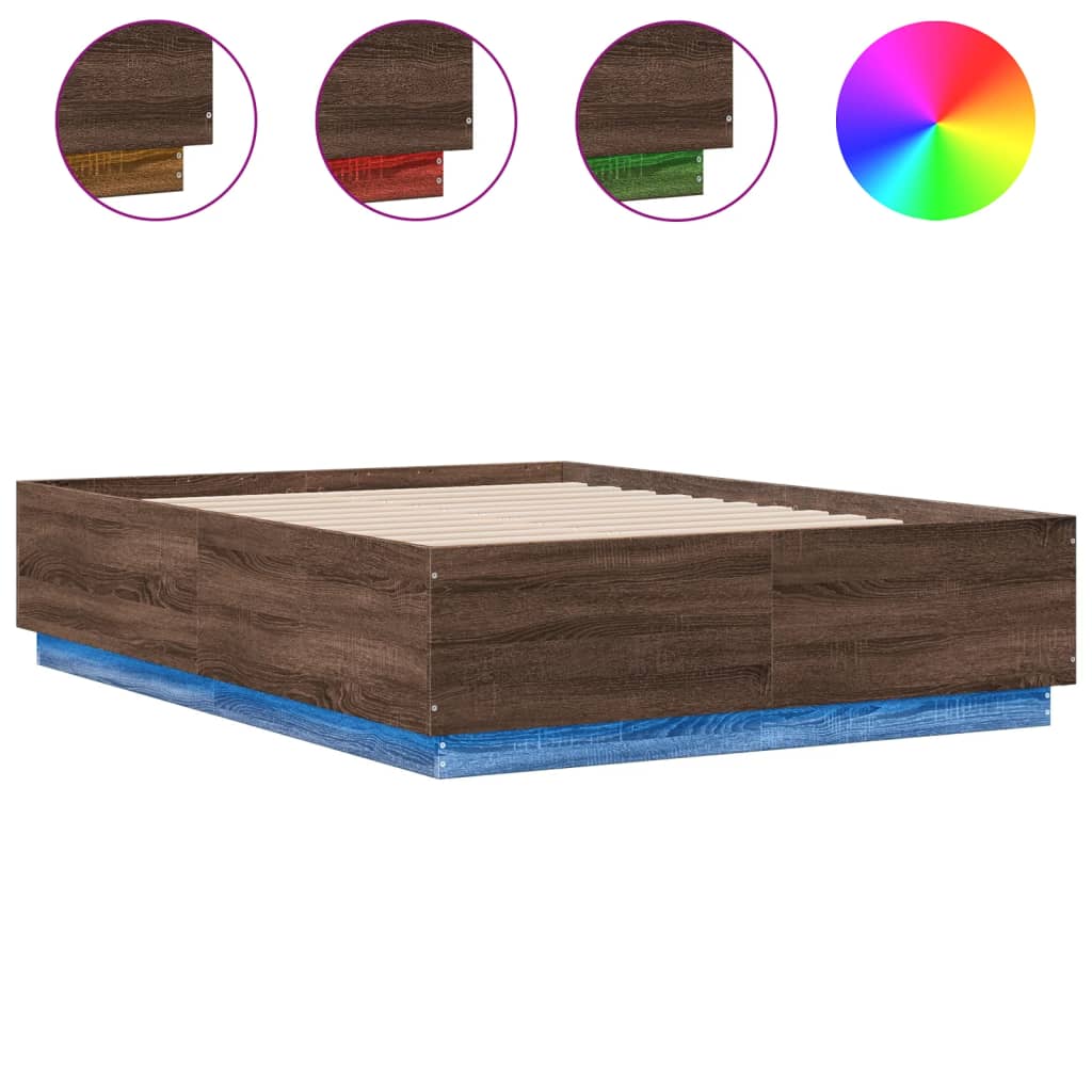 Giroletto Luci LED Rovere Marrone 135x190 cm Legno Multistrato | homemem39