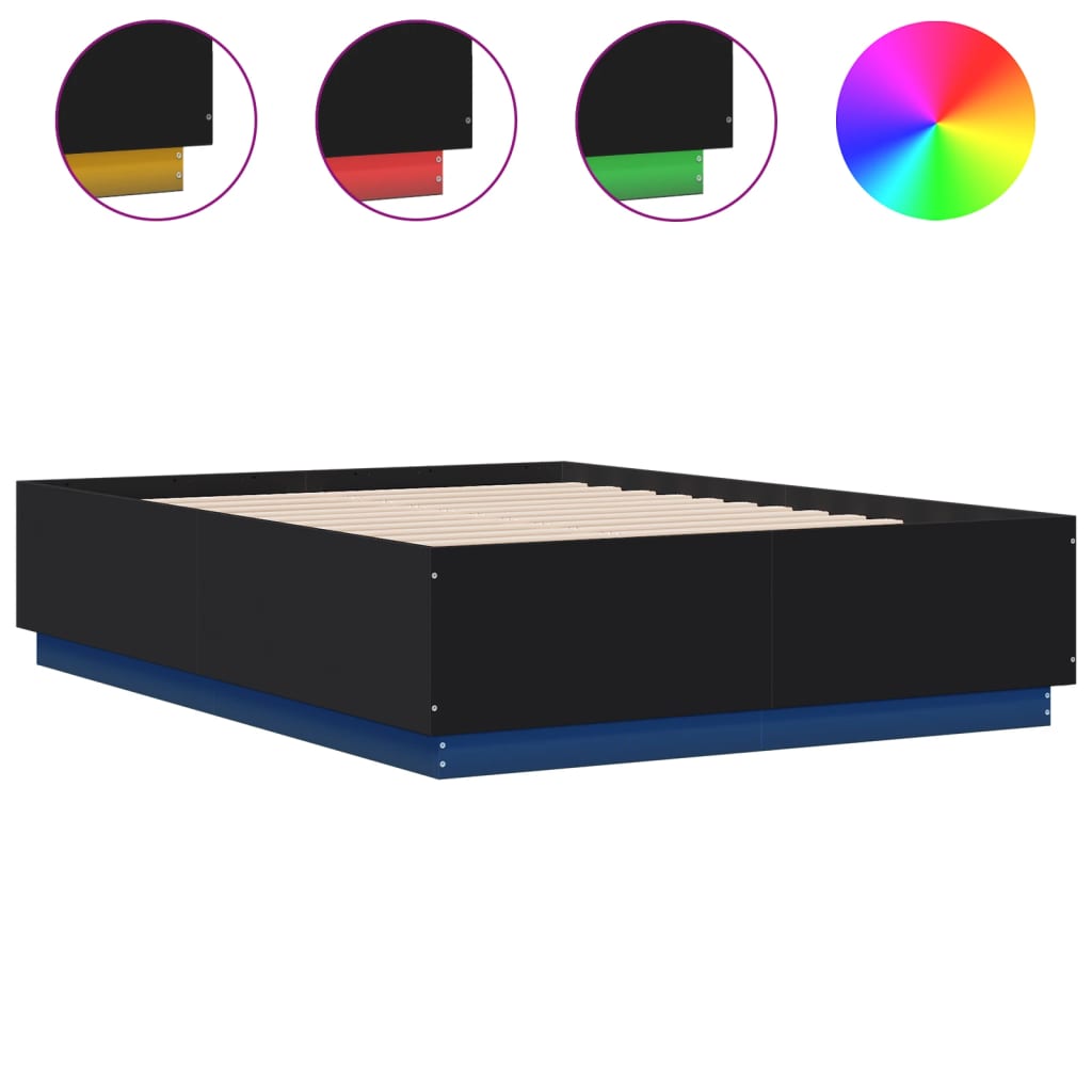 Giroletto con Luci LED Nero 120x190 cm in Legno Multistrato | homemem39