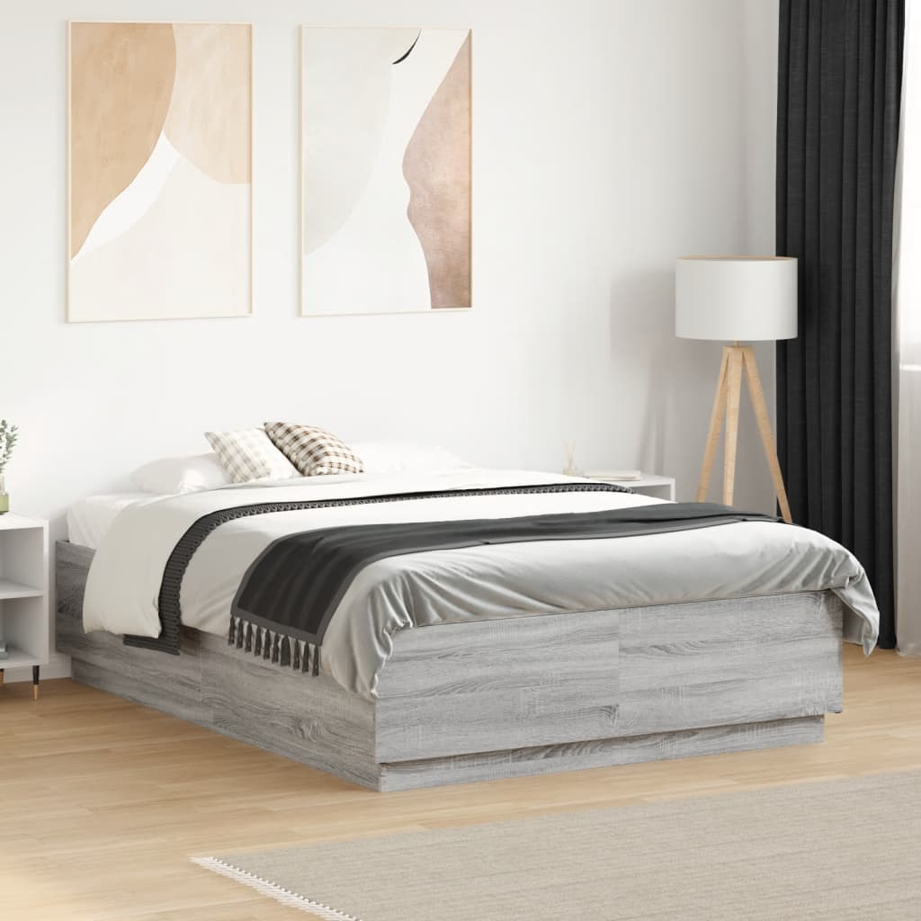 Giroletto Luci LED Grigio Sonoma 120x190 cm Legno Multistrato | homemem39
