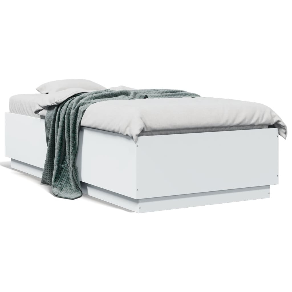 Giroletto con Luci LED Bianco 90x190 cm in Legno Multistrato | homemem39