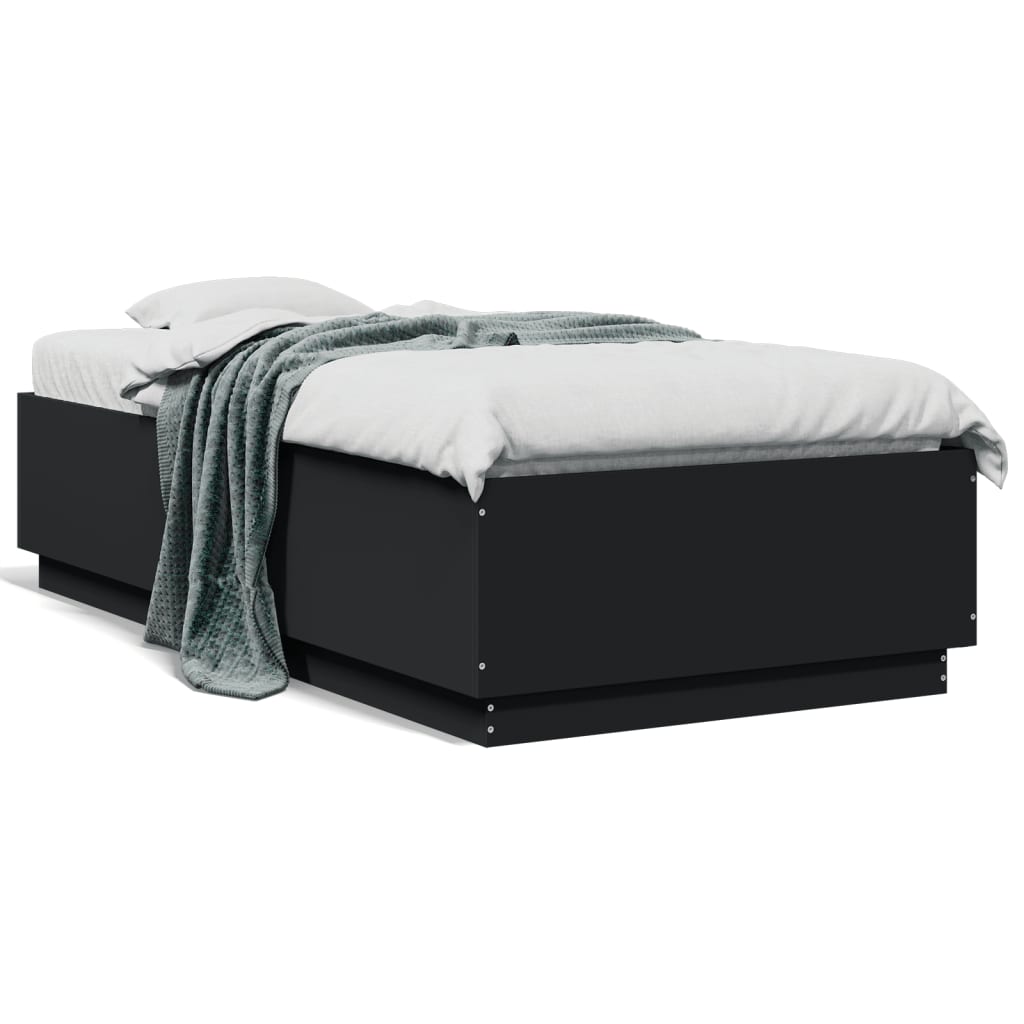 Giroletto con Luci LED Nero 90x190 cm in Legno Multistrato | homemem39