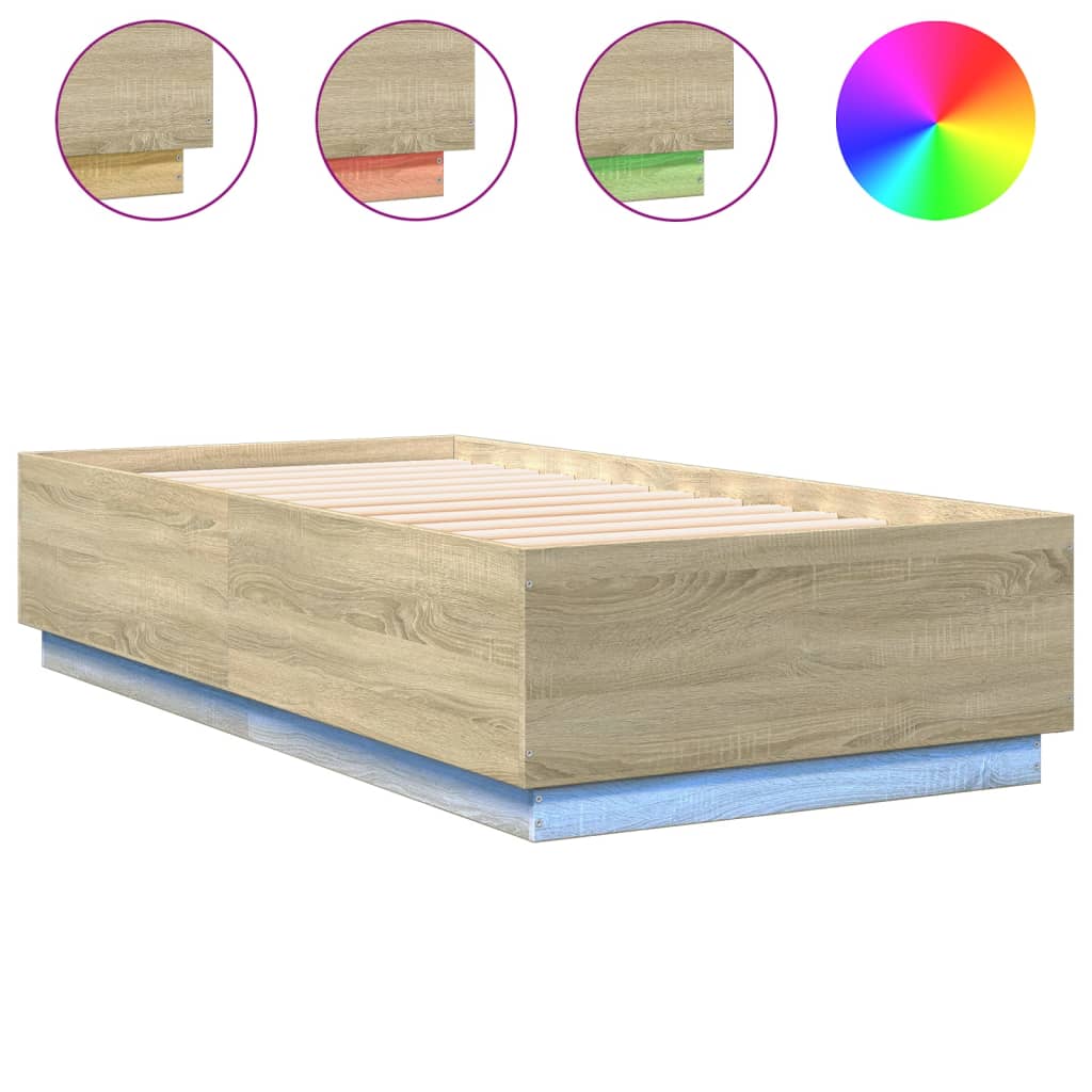 Giroletto Luci LED Rovere Sonoma 90x190 cm in Legno Multistrato | homemem39