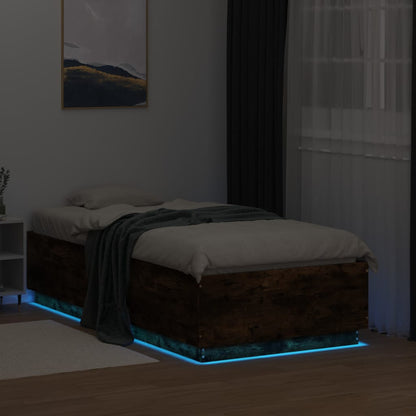 Giroletto Luci LED Rovere Fumo 90x190 cm in Legno Multistrato