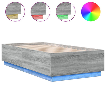 Giroletto Luci LED Grigio Sonoma 90x190 cm in Legno Multistrato | homemem39