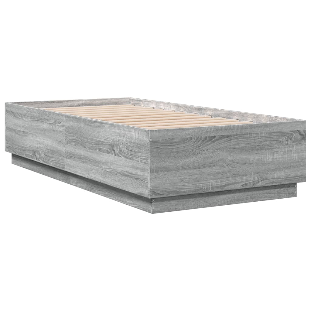 Giroletto Luci LED Grigio Sonoma 90x190 cm in Legno Multistrato | homemem39
