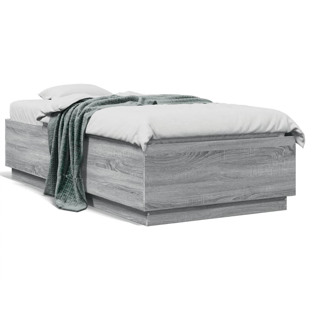 Giroletto Luci LED Grigio Sonoma 90x190 cm in Legno Multistrato | homemem39