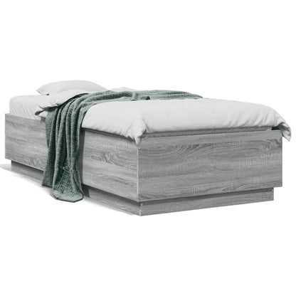 Giroletto Luci LED Grigio Sonoma 90x190 cm in Legno Multistrato | homemem39