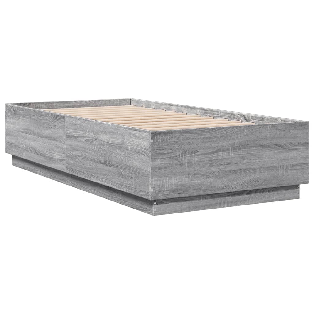 Giroletto Luci LED Grigio Sonoma 90x190 cm in Legno Multistrato | homemem39