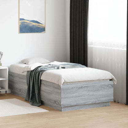 Giroletto Luci LED Grigio Sonoma 90x190 cm in Legno Multistrato | homemem39
