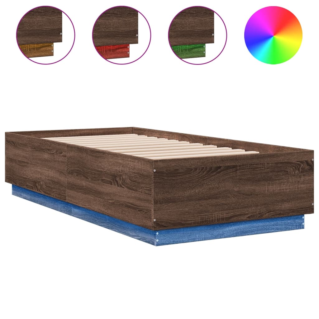 Giroletto Luci LED Rovere Marrone 90x190cm in Legno Multistrato | homemem39